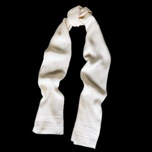 Ginnie Johansen Cream with Woven Anchors Silk Vintage Long Rectangular Scarf